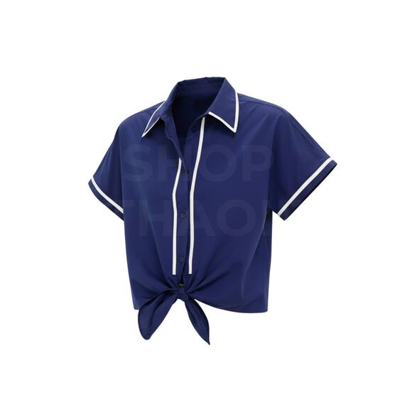 TUCKERNUCK Navy and White Trimmed Connor Blouse Size XS NWT - Picture 8 of 8